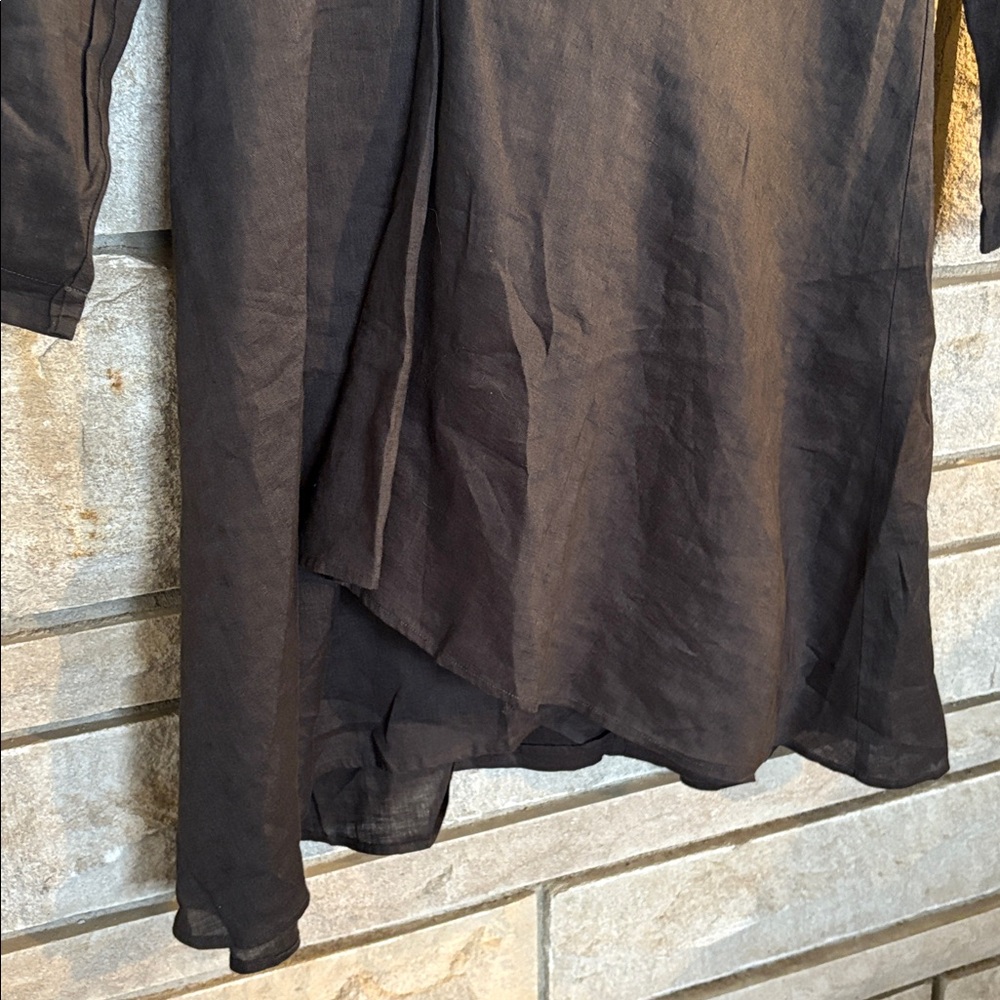 Soft Surroundings Linen Charcoal Wrap Dress - Picture 11 of 14